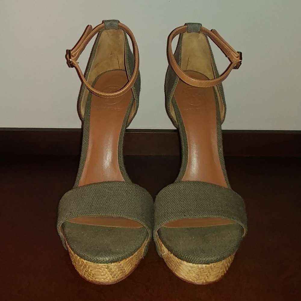 Tory Burch Olive & Luggage Heels